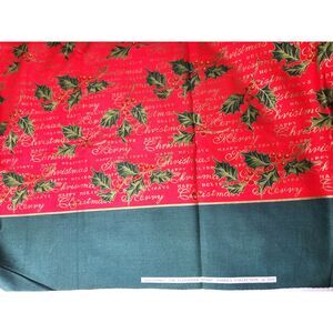 Vtg. 2000 Alexander Henry Happy Holidays Christmas Holly Cotton Fabric 3.4 Yds.